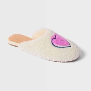 Roller Rabbit x Target Disco Heart House Slippers Cream Pink Purple Sz 9-10 NWT
